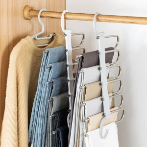 White Foldable Pants Rack Hanger Multifunctional Multi Layer Pants Folding Tr AU